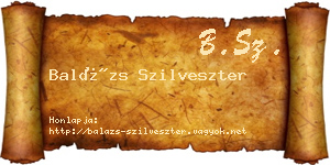Balázs Szilveszter névjegykártya